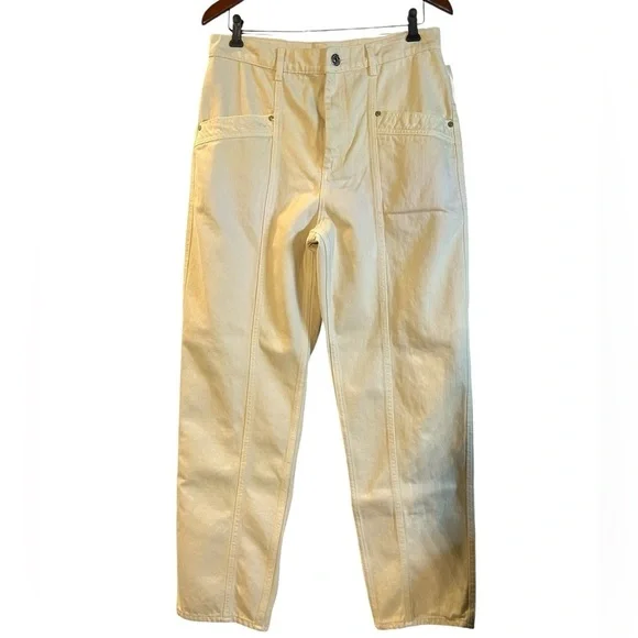 SANDRO NWT Otis High Waisted Barrel Jeans in Ecru/Off White in Sz 30-31